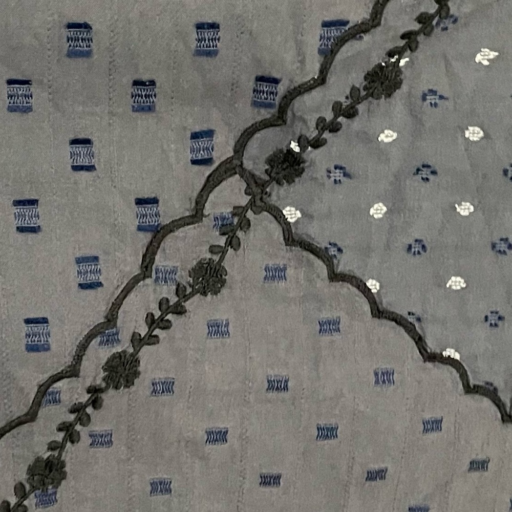 NWT Lucky Brand Textured Patchwork Dress India Ink Blue Embroidered.       20 - Picture 10 of 12